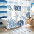 thumbnail image 5 of No Hook Shower Curtain, Blue Grey Coastal Shower Curtains for Bathroom with See Through Top Window, Nautical Shell Starfish Coral Summer Beach Waterproof & Washable Bath Curtain Standard 72"x72", 5 of 9