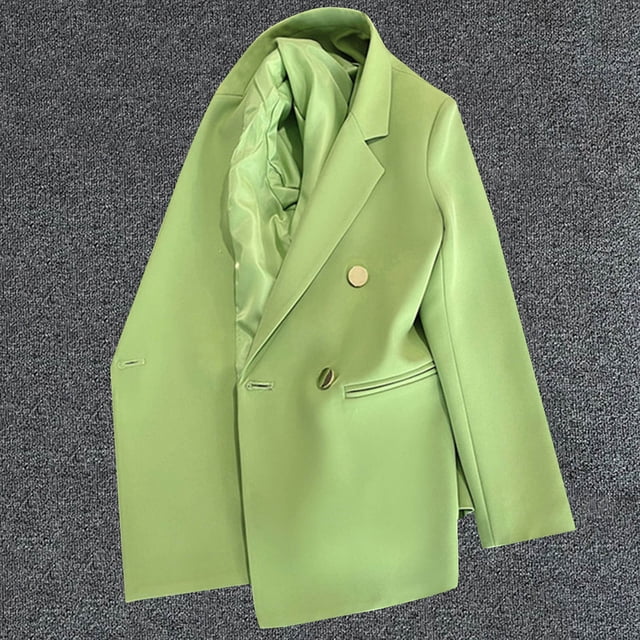 Blazer de mujer, moda informal, color liso, bolsillo, cuello vuelto, blusa de manga larga, blazer, blusa de dacrón para mujer