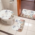 thumbnail image 5 of Maps Of The World Bathroom Rugs Set Earth Famous Buildings Tourism Beige Non Slip Absorbent Soft Bath Mats 3 Piece Set with Bathroom Rug, U-Shaped Floor Mat, Toilet Seat Cover Large Size, 5 of 9