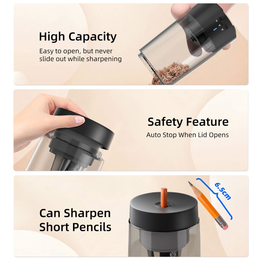 Battery Operated Pencil Sharpener Rapid Charging Type C Connection