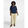thumbnail image 5 of Terra & Sky Women's Plus Size V Neck Tee with Elbow Sleeves, Sizes 0X-5X, 5 of 5