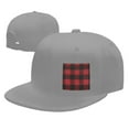 thumbnail image 4 of Red And Black Plaid Flat Bill Hats for Men Snapback Skull Skateboard Hats Baseball Cap, 4 of 7