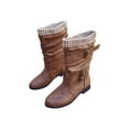 thumbnail image 3 of Difumos Womens Anti Slip Belt Buckle Winter Shoes Slouch Mid-Calf Boots Outdoor Comfort Pull On Shoe Brown 8, 3 of 9