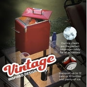 Creative Outdoor Retro Cooler 12-Qt Outdoor Vintage Cooler Ice Chest for Drinks, Red