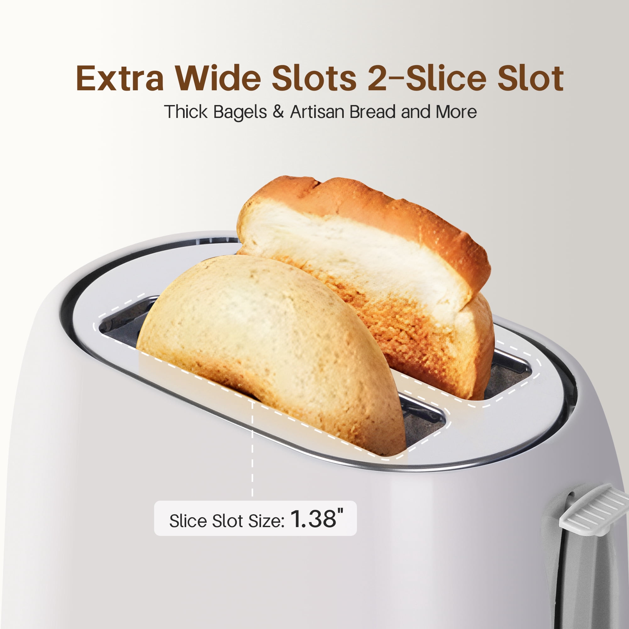 NBTX Toasters 2 Slice Wide Slot With 7-Shade Toast Settings, Slide-Out Crumb Tray, Auto-Shutoff, Faster Heating Speed, Toast Lift Perfect for Toasting Bread Bagels Waffles and Puff Pastry, Ash Gray