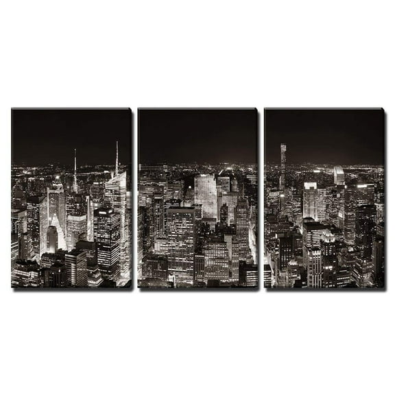 wall26 Canvas Print Wall Art Set Aerial View of New York City Skyline Panorama Architecture & Maps Cityscape Photography Realism Rustic Relax/Calm for Living Room, Bedroom, Office - 16"x24&q