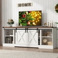 thumbnail image 5 of Chvans Farmhouse TV Stand for up 80" TVs/36" Fireplace, 70" Large Entertainment Center Console Table with Barn Door/Adjustable Shevles, 5 of 10