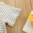 thumbnail image 4 of Annhoo Toddler Baby Girls Outfits Summer Stripes Print Knitted Sets Short Sleeve Round Neck T Shirts with Shorts, 4 of 8