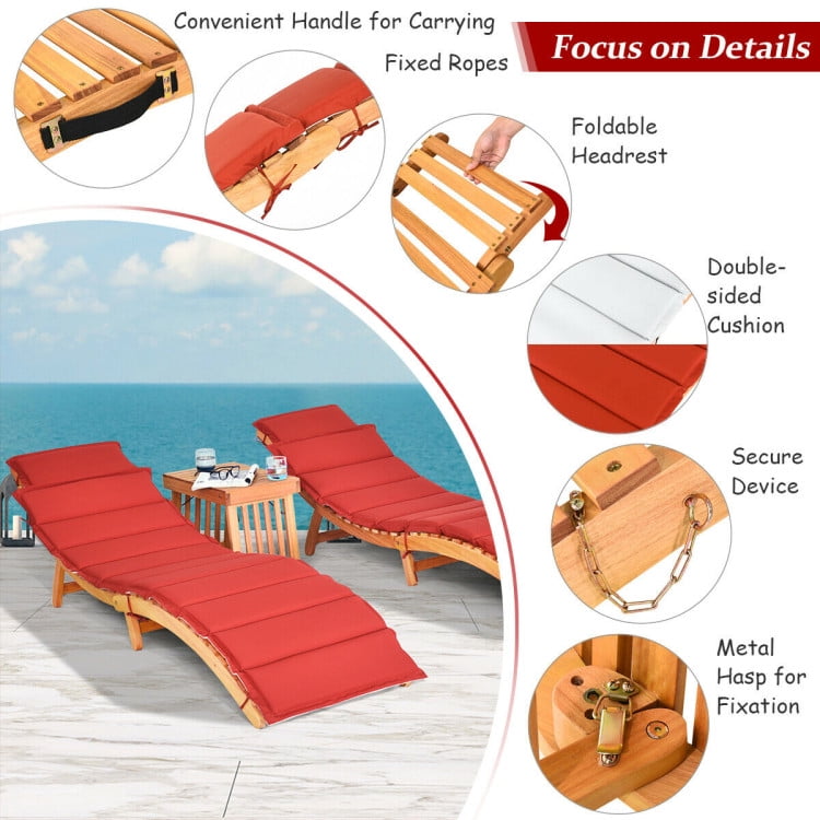 Aimee Lii 3 Pieces Folding Patio Eucalyptus Wood Lounge Chair Set, Wooden Patio Furniture Set with Foldable Side Table Aimee Lii 3 Pieces Folding Patio Eucalyptus Wood Lounge Chair Set, Wooden Patio Furniture Set with Foldable Side Table