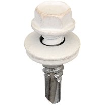 Acorn International SW-MM141W250 Screw, #14 Thread, Hex Drive, Steel, Powder-Coated, White, 250/BAG