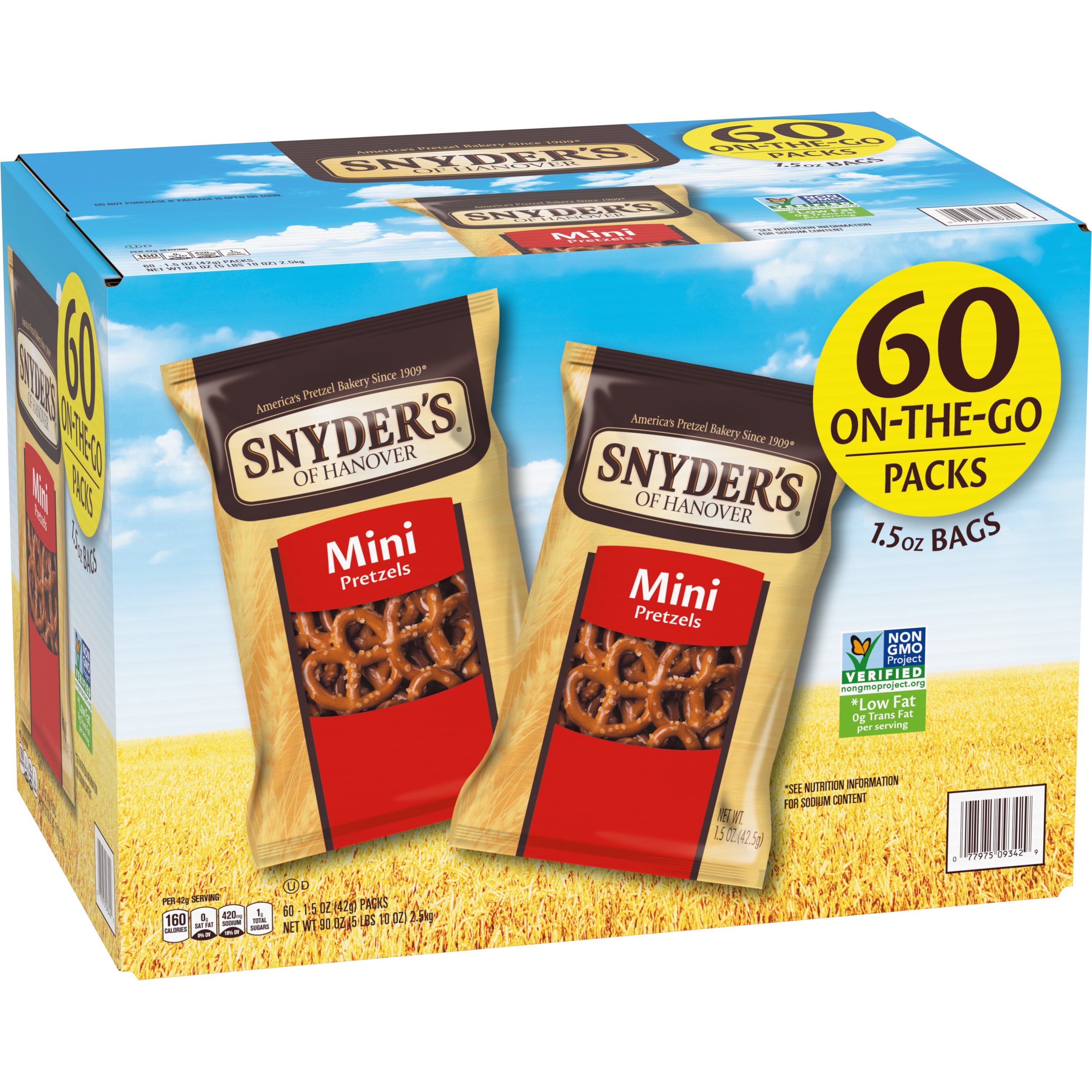 Snyder S Mini Pretzels Individual Packs 1 5 Ounce 60 Count Walmart Com Walmart Com