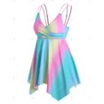 thumbnail image 2 of Tankini de Pañuelo de Arco Iris de Talla Extra Rosegal  Mangas largas de talla grande, 2 of 5