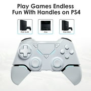 Wireles Game Controller for P4/Pro/PC/Slim, Bluetooth Gamepad Remote Joystick with LED Light Turbo/Dual Vibration/6-Axis Motion Sensor, White