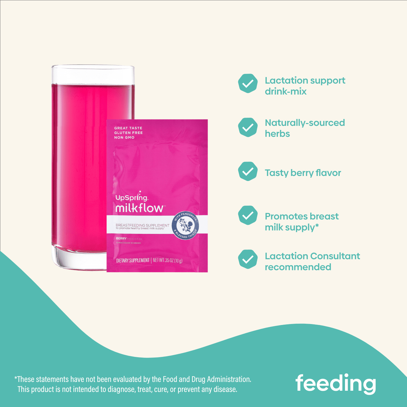 Upspring Milkflow Breastfeeding Supplement with Electrolytes, Berry Flavor, 16 Ct
