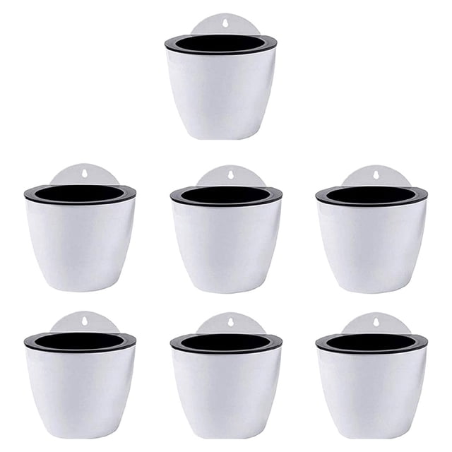 Youkk 7x Installation Facile Pot de Fleurs de Plantes Auto-Arrosage Résine Premium Large Application Auto-Arrosage Blanc 110