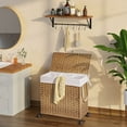 thumbnail image 5 of Laundry Hamper with Wheels&Lid, 130L Large 3 Sections Clothes Hamper with 2 Types Removable Liner Bags, 5 Mesh Laundry Bags, Handwoven Divided Laundry Basket for Clothes, Natural, 5 of 6