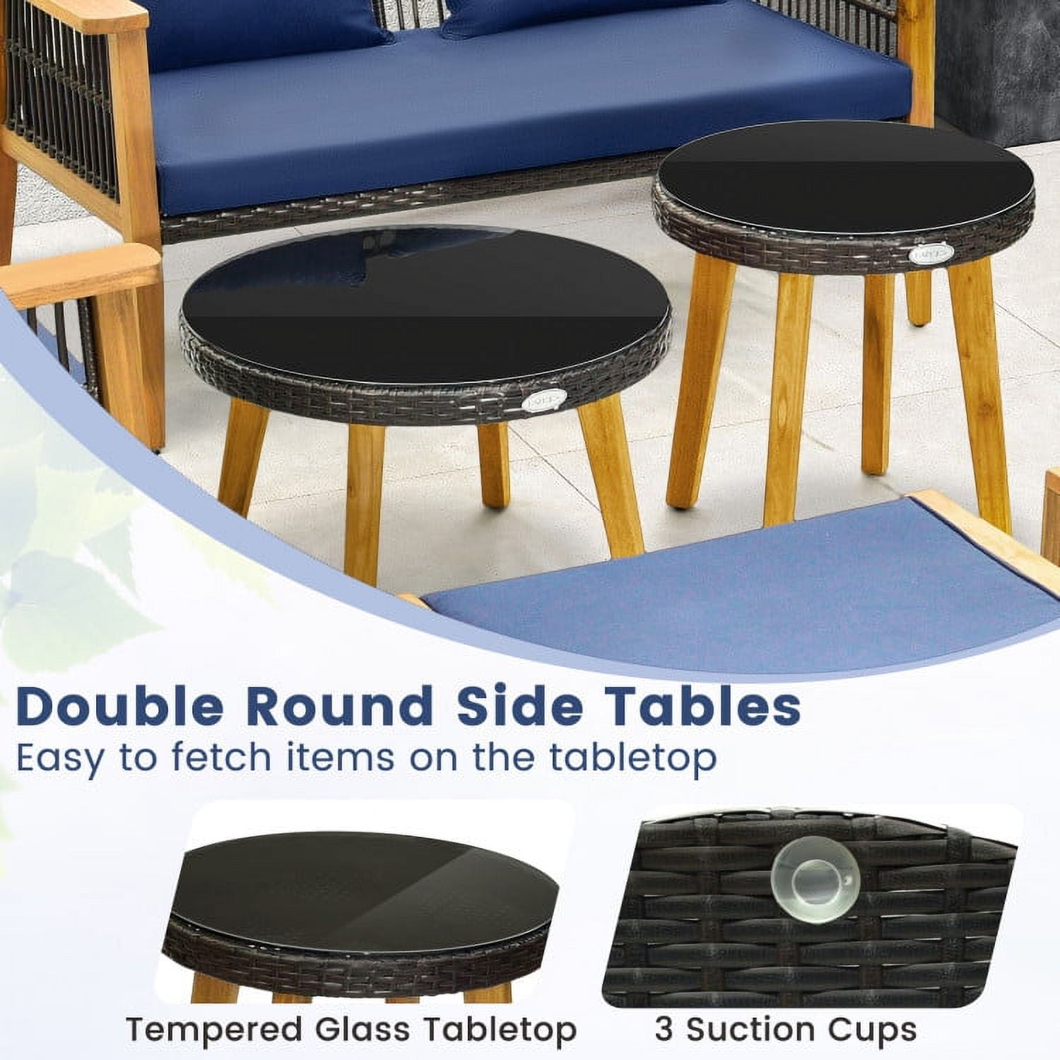 Aimee Lii 7 Piece Outdoor Conversation Set with Stable Acacia Wood Frame, Outdoor Patio Set, Navy Aimee Lii 7 Piece Outdoor Conversation Set with Stable Acacia Wood Frame, Outdoor Patio Set, Navy