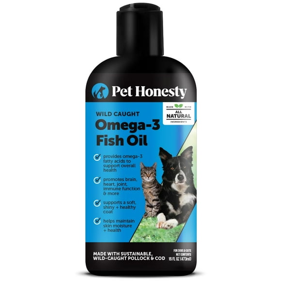 Omega 3 Fish Oil for Cats & Dogs (16oz), Wild Caught Omega 3 Fish Oil for Dogs Skin and Coat Supplement, Supports Shedding, Skin & Coat, Immunity, Joint, Brain & Heart, EPA + D