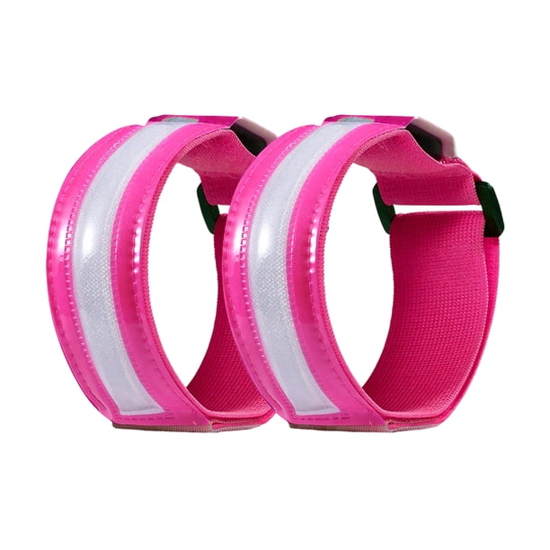 2 brazaletes luminosos LED de alta visibilidad, reflectantes y de seguridad, ajustables para exteriores, para caminar, correr y andar en bicicleta.