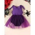 thumbnail image 4 of WIBACKER Baby Girls My First Halloween Clothes 0-24 Months Newborn Purple Witch Tulle Romper Bow Sleeveless Bubble Bodysuit Costumes, 4 of 10