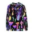 thumbnail image 4 of Renewold Zip Up Hoodies for Women Teen, Long Sleeves Fall Sweatshirts Size S Loose Casual Tops Trendy Hippie Color Mushrooms Jacket Indoor Party Streetwear with Pocket, 4 of 5