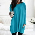thumbnail image 2 of Odeerbi Solid Color Tops for Women Casual Loose Tunic Tops Long Sleeve Round Neck Printed Fashion Shirt With Pocket Sky Blue, 2 of 6