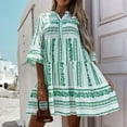 thumbnail image 2 of USSUMA Women's Swing Knee-Length Tank Sun Dress, Long Sleeves Sexy Dresses For Women Ethnic Loose Fit V Neck Party Evening Sundress High Waist Peplum Sundresses Letter Feather Pattern, 2 of 8