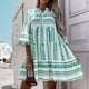 thumbnail image 2 of Vestido de temperamento de suéter estampado de cintura suelta con cuello en V de manga media de primavera y otoño para mujer Pompotops  hdfakjf7754, 2 of 9