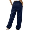 thumbnail image 3 of VEKDONE Womens Baggy Wide Leg Sweatpants High Waisted Cuffed Workout Joggers Fashion Y2K Sweat Lounge Long Pants with Pockets Navy M, 3 of 5