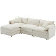 thumbnail image 5 of Merax Modern L Shaped Cloud Couch Set with Double Cushions, 4 Seat Sectional Sofa Sleeper Bed with Movable Ottoman & 2 Pillows, Chenille Modular Sectional Sofa with Deep and Wide Seat, 5 of 6
