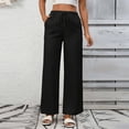 thumbnail image 5 of BUIGTTKLOP Womens Cotton Linen Pants Drawstring High Waisted Palazzo Pants Wide Leg Loose Fitted Beach Trousers, 5 of 6