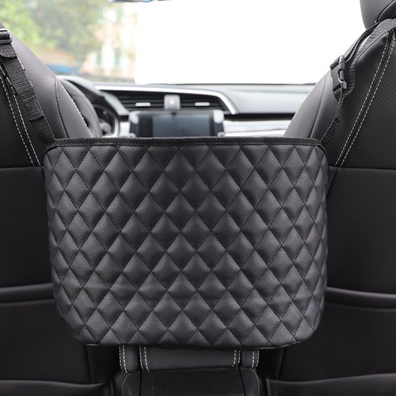 D-GROEE Car Handbag Holder between Seats, Net Purse Holder for Car, Nylon Seat Pocket Pouch for Organizer, Elastic Storage Front Seat, Fits Most Vehicles