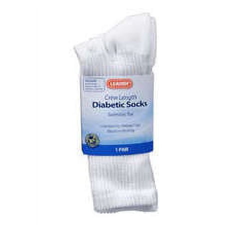 Leader Diabetic Sock Crew White Medium - 1 Pair
