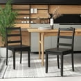 thumbnail image 2 of PRZL Wood Dining Chairs Set of 2 Black- Wooden Armless Kitchen Chairs with Solid Rubber Wood Legs, Non-Slip Foot Pads, Max Load 400 Lbs, Farmhouse Style High Ladder Back Wooden Dining Room Chairs, 2 of 17