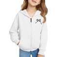 thumbnail image 5 of CPNG Children Girls Bow Print Tracksuits Set Full Zip Long Sleeve Hooded Active Jackets & Jogger Pants Suits 2 Piece Sweatsuit(White,11-12 Years), 5 of 8