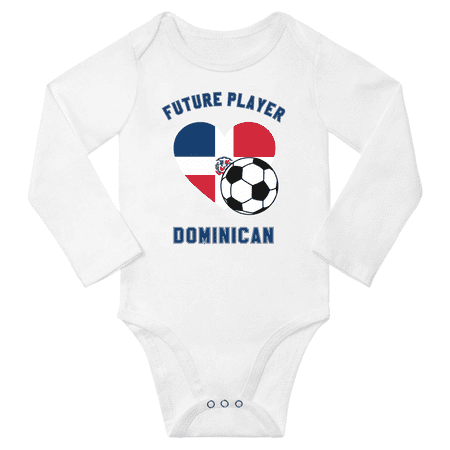 

Future Dominican Soccer Player Baby Long Slevve Bodysuits (White 12-18 Months)