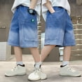 thumbnail image 2 of Whouriu Boys Summer Denim Shorts Wide-Leg Pull-On Jean Shorts with Elastic Waist, Sizes 5-16, 2 of 6