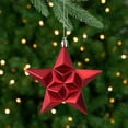 thumbnail image 3 of DAK 12ct Red and Gold Star Glittered Shatterproof Matte Christmas Ornaments 5", 3 of 9