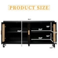 thumbnail image 2 of Rattan Sideboard Buffet Cabinet Kitchen Storage Cabinet, Adjustable Shelves, Black, 2 of 9