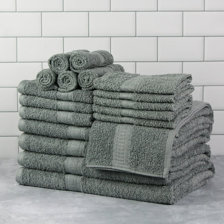 Mainstays Basic Solid 18-Piece Bath Towel Set Collection, School