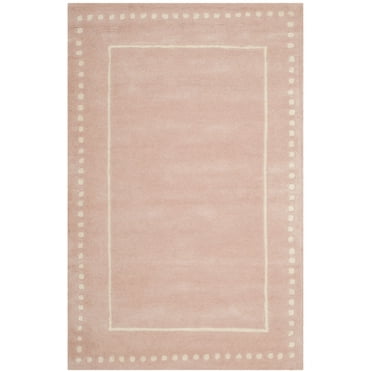 SAFAVIEH Bella Danita Plain Dotted Bordered Wool Area Rug, Light Pink/Ivory, 3' x 5'