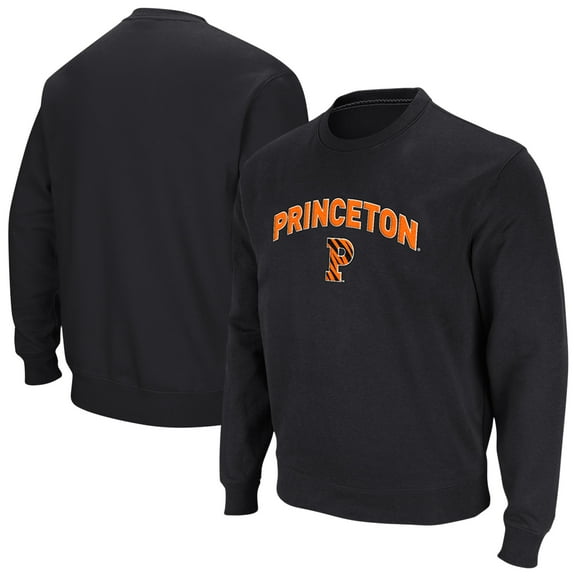 Men's Colosseum Black Princeton Tigers Arch & Logo Tackle Twill Pullover Sweatshirt