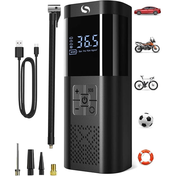 Tire Inflator Portable Air Compressor 150PSI Cordless Pump for Car Tires with Digital Pressure Gauge Auto Shut-Off Type C Charging and LED Light Cars Motorcycles Bicycles Balls More