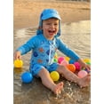 thumbnail image 4 of BemeyourBBs 2pcs Toddler Baby Boys One Pieces Swimsuit with Sun Hat Infant Boy Bathing Suit Long Sleeve Starfish Lobster Print Upper Zipper Rash Guard Swimwear Summer Beachwear, 4 of 9