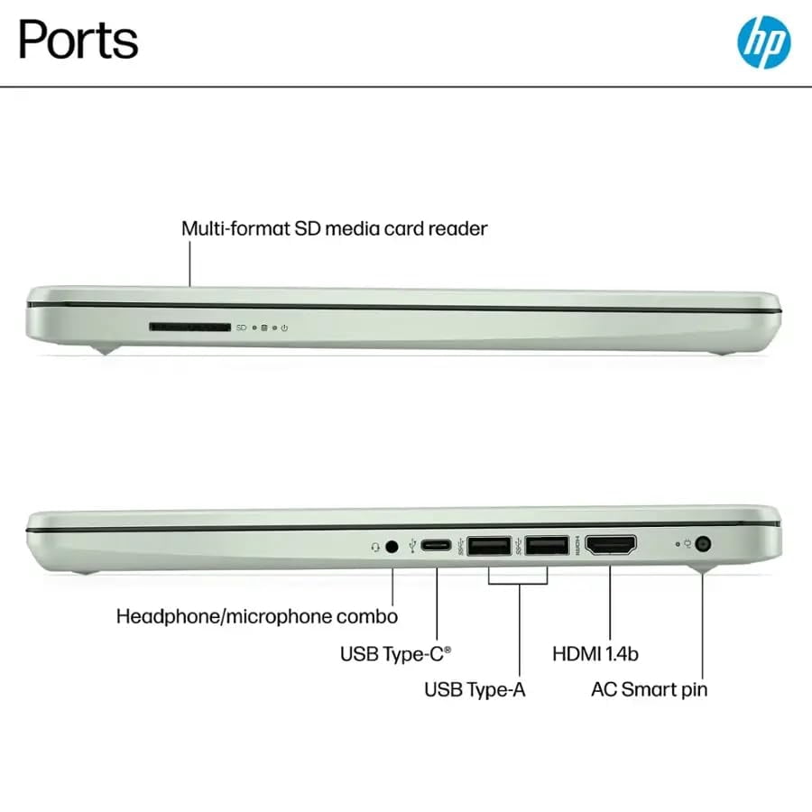 HP 14" HD Student Business Laptop, Intel Quad-Core N150, 16GB RAM, 256GB Storage, (128GB UFS+128GB SD Card), 1 Year Office 365, Slim Design, Webcam, HDMI, Bluetooth, WiFi, Win 11 S, Willow Green