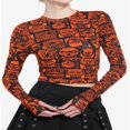 thumbnail image 2 of Long Sleeve T-Shirts for Women  Zombie Grid Crop Tops for Halloween, 2 of 7