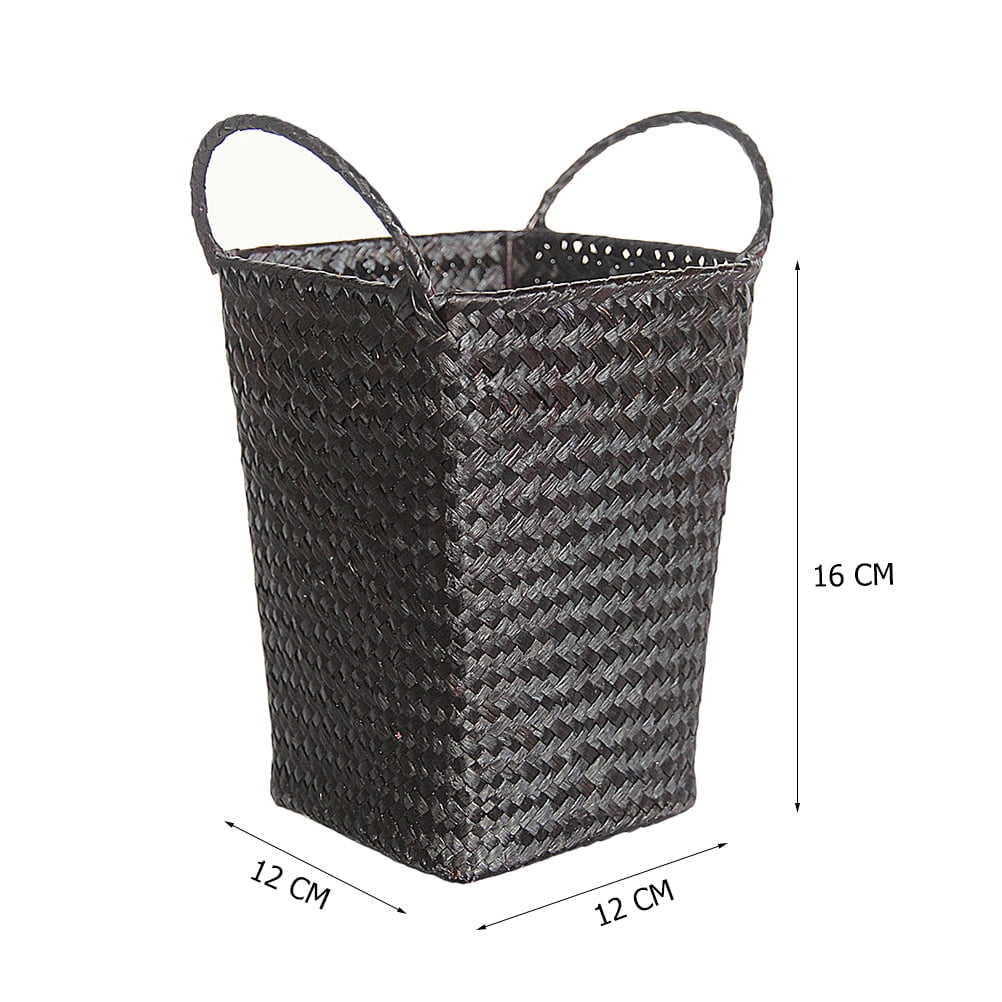 3 Pack Black Wicker Storage Baskets Portable Woman