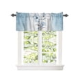 thumbnail image 2 of Kitchen Cafe Valance Curtain for Small Windows,Watercolor Blue Flower Gray Leaves Rod Pocket Short Valances Floral on Vintage Gradient Window Treatment Panel for Living Room/Bedroom/Bathroom,42x12in, 2 of 9
