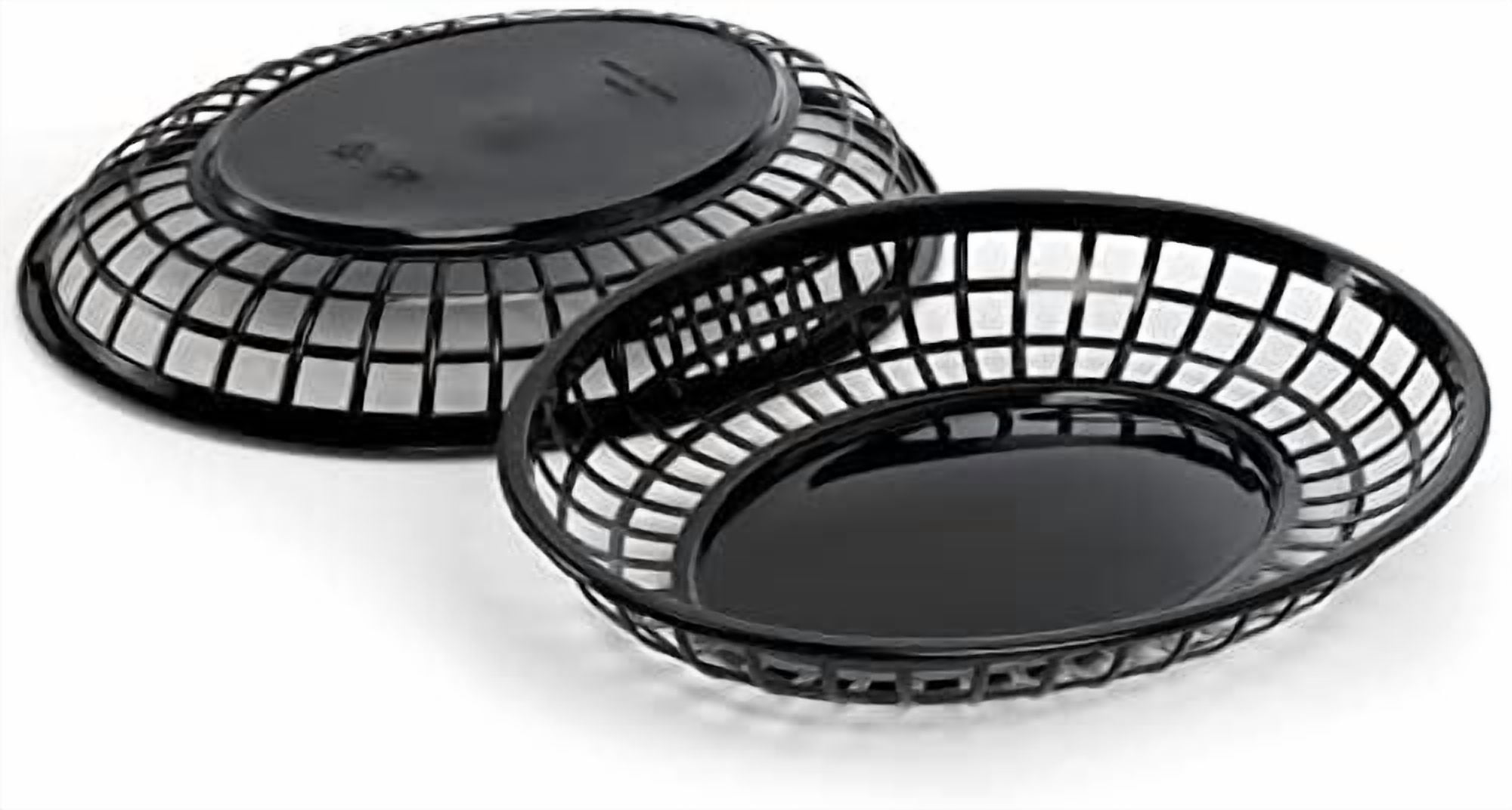 Large Fast Food Baskets, 11.8 x 8.75 Inch, Set of 24, Black - Oval Plastic Food Serving Baskets for Restaurant, Home Kitchen, Office, Party, Picnic$$Home Decor, Kitchen, & Other
