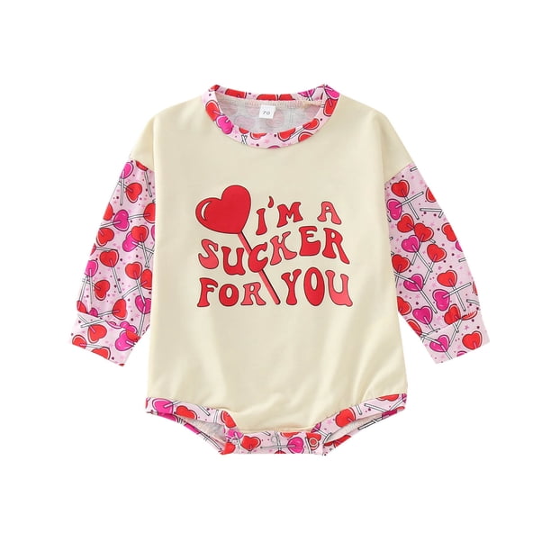 Gibobby Mamelucos para bebe niño Mono de manga larga con estampado de de amor para el día de San Valentín para niñas recién nacidas(Amarillo, 6-9 Meses)